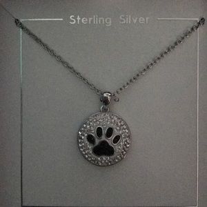 Sterling silver dog paw necklace